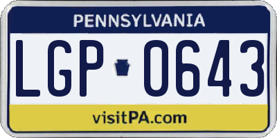 PA license plate LGP0643