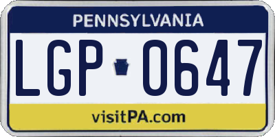 PA license plate LGP0647