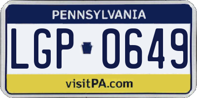 PA license plate LGP0649