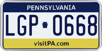 PA license plate LGP0668