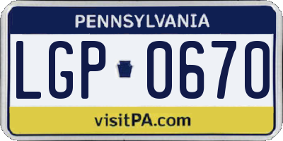 PA license plate LGP0670