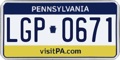 PA license plate LGP0671