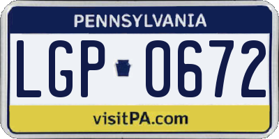 PA license plate LGP0672