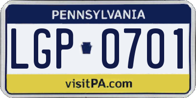 PA license plate LGP0701