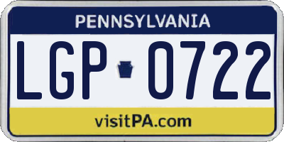 PA license plate LGP0722