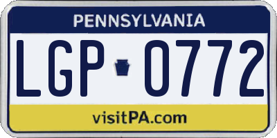 PA license plate LGP0772