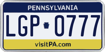 PA license plate LGP0777