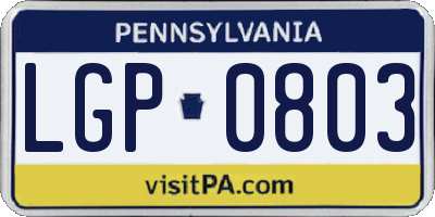 PA license plate LGP0803