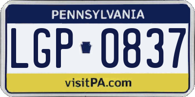 PA license plate LGP0837