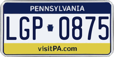 PA license plate LGP0875