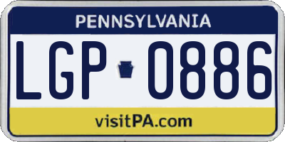 PA license plate LGP0886