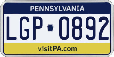 PA license plate LGP0892