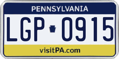 PA license plate LGP0915