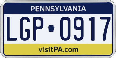 PA license plate LGP0917