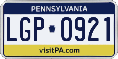PA license plate LGP0921