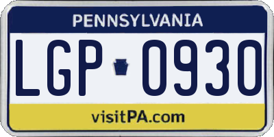 PA license plate LGP0930