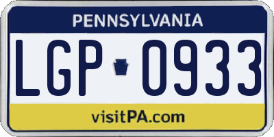 PA license plate LGP0933