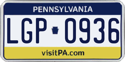 PA license plate LGP0936