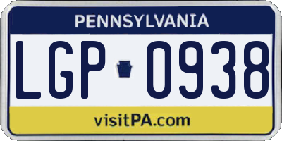 PA license plate LGP0938