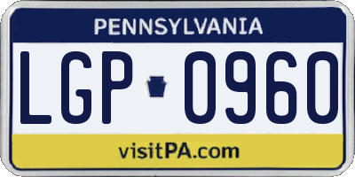 PA license plate LGP0960