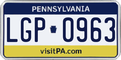 PA license plate LGP0963