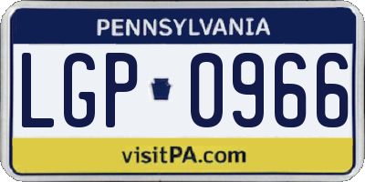 PA license plate LGP0966