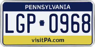 PA license plate LGP0968