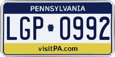 PA license plate LGP0992