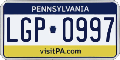 PA license plate LGP0997