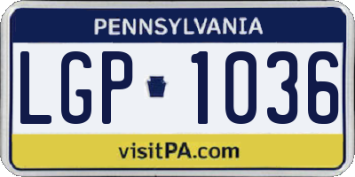 PA license plate LGP1036