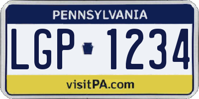 PA license plate LGP1234