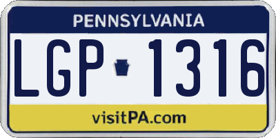 PA license plate LGP1316