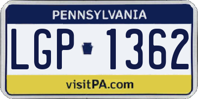 PA license plate LGP1362