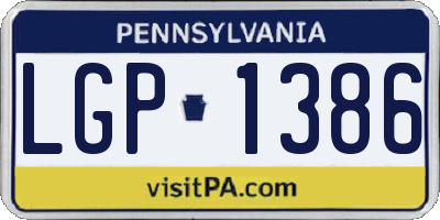 PA license plate LGP1386