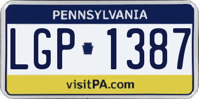 PA license plate LGP1387