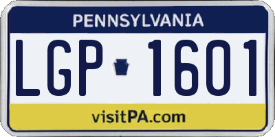 PA license plate LGP1601
