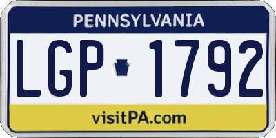 PA license plate LGP1792