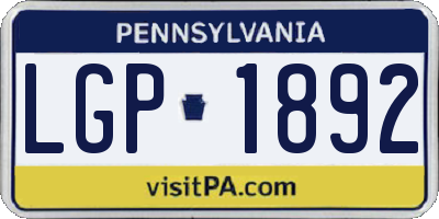 PA license plate LGP1892