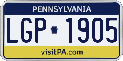 PA license plate LGP1905