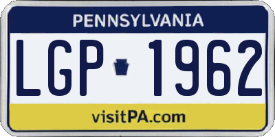 PA license plate LGP1962