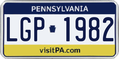 PA license plate LGP1982
