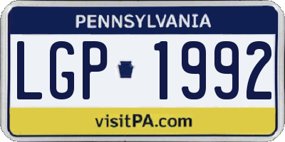PA license plate LGP1992