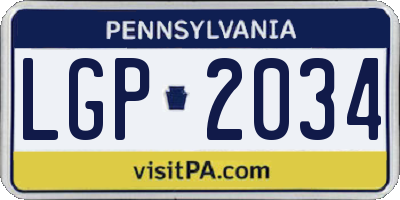 PA license plate LGP2034