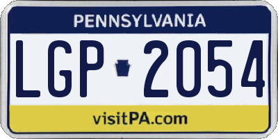 PA license plate LGP2054