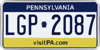PA license plate LGP2087