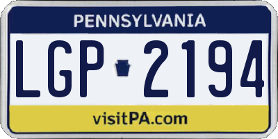 PA license plate LGP2194