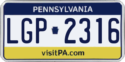 PA license plate LGP2316