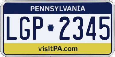PA license plate LGP2345