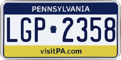 PA license plate LGP2358