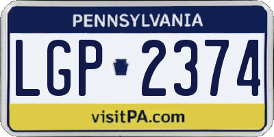 PA license plate LGP2374